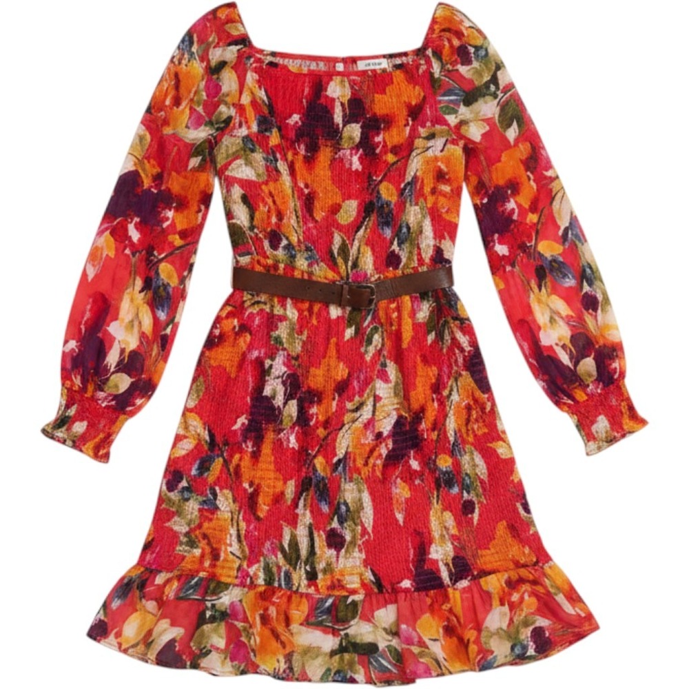 Guess Women's Red Floral Botanical Mini Dress  Small